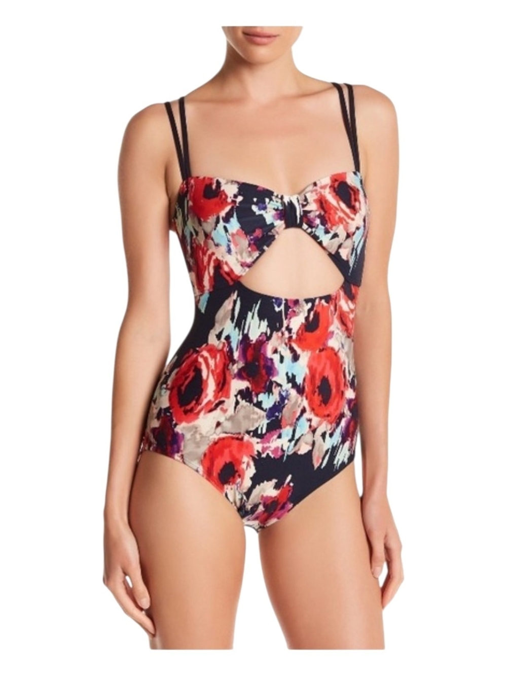 NEW kate spade Colombe D'Or Printed Peep Hole One-Piece Swimsuit